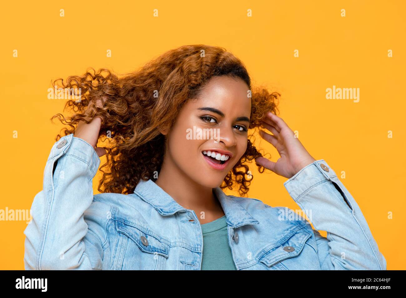 Close up portrait of happy young beautiful African American woman ...