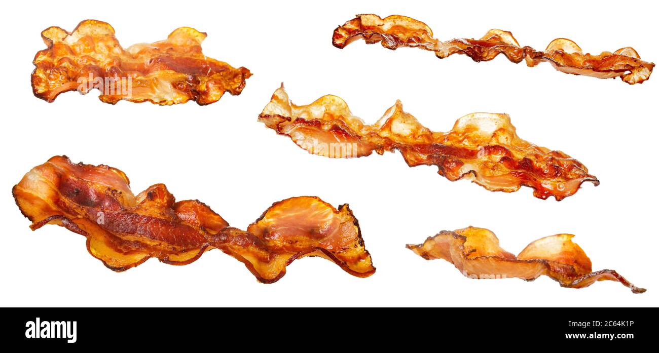 rashers of bacon isolated on white background Stock Photo - Alamy