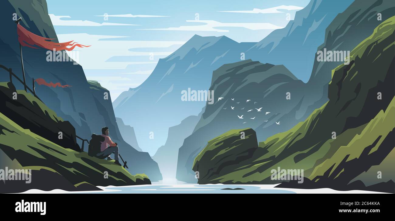 Unbelievable mountain landscape. Stock Vector