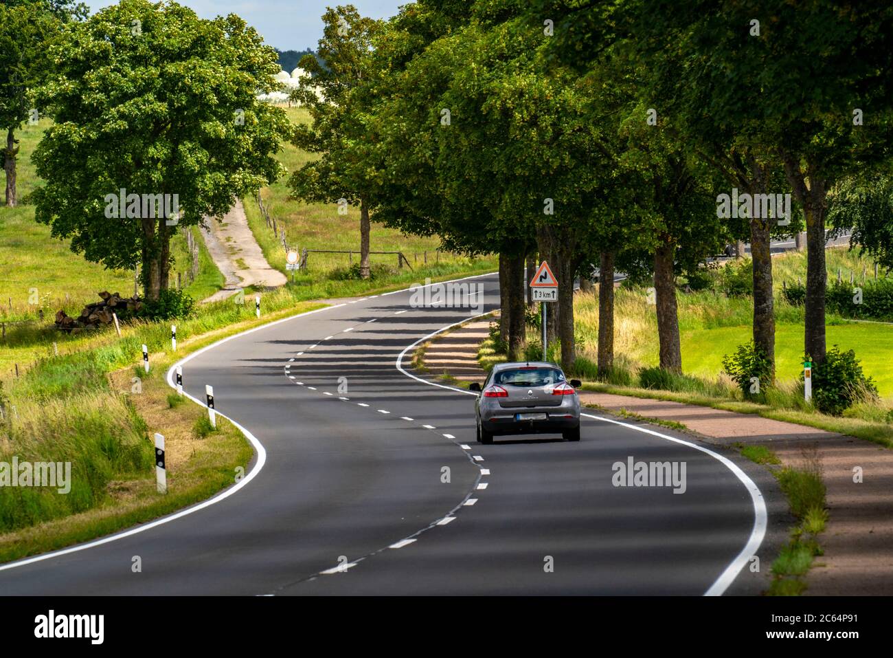 Country road near Kesternich, curves, Eifel, NRW, Germany, Stock Photo