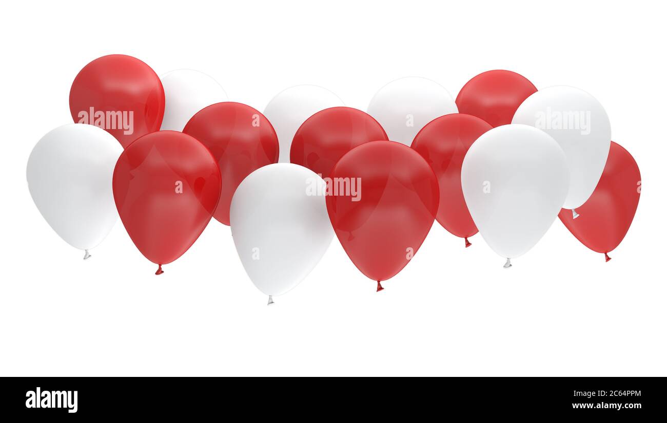 balloon red white birthday background party 3D Stock Photo