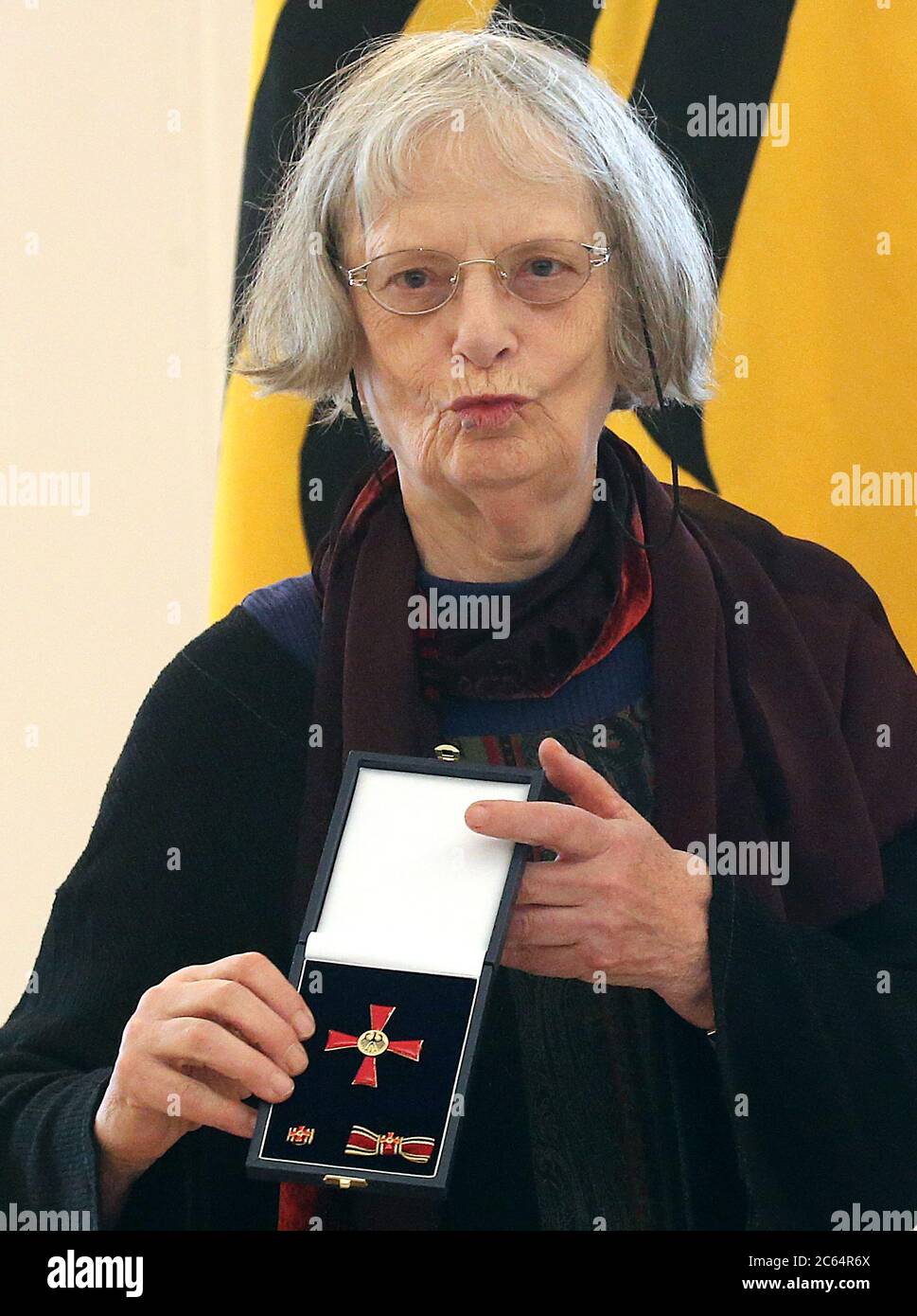 Berlin, Germany. 02nd Oct, 2019. Elke Erb, writer, recorded at Bellevue Palace at the award of the Federal Cross of Merit. Erb receives the Georg Büchner Prize 2020, the German Academy for Language and Poetry announced on 07.07.2020 in Darmstadt. The prize of 50,000 euros is considered the most important literary award in Germany. Credit: Wolfgang Kumm/dpa/Alamy Live News Stock Photo