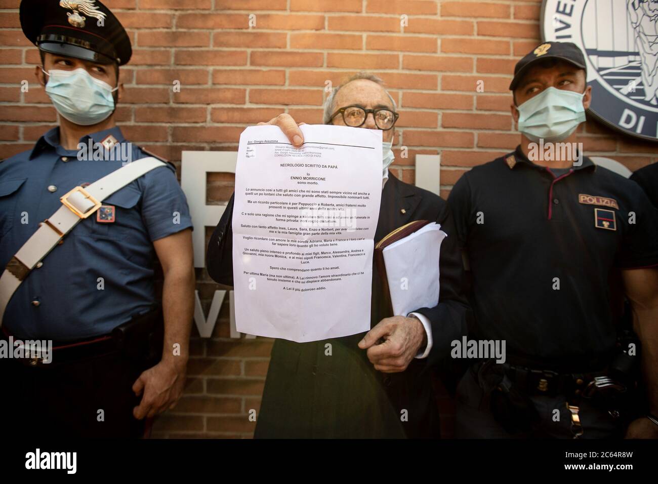 Rome, Italy. 06th July, 2020. Rome, Death Ennio Morricone, the obituary