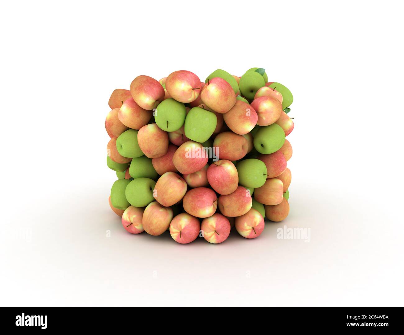 Apple Stack Texture Apples stack mixed red green isolated on white background. 3d render ...
