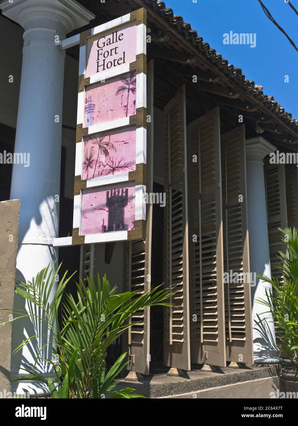 dh Galle Fort Hotel Asia GALLE FORT SRI LANKA Sign front exterior forts colonial Sri Lankan building Stock Photo