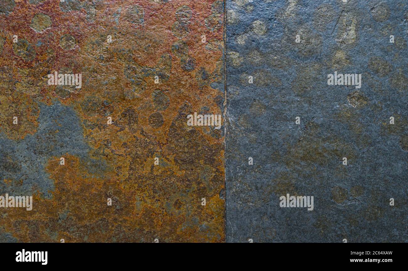 Bluish gray stone texture with metallic rust stains Stock Photo Alamy