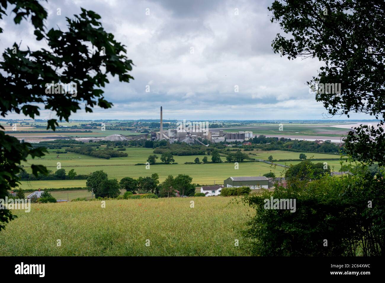 Cemex Cement plant at South Ferriby in North Lincolnshire is beginning its shutdown procedure to mothball the plant. Shown nestled in the countryside. Stock Photo