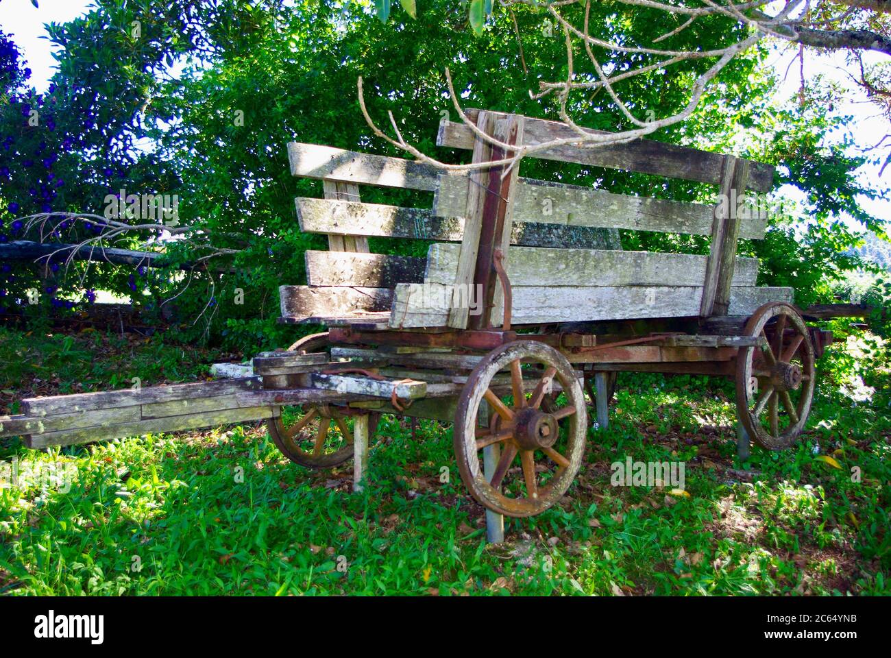 Old pioneer German wagon at Witta Maleny Queensland Stock Photo