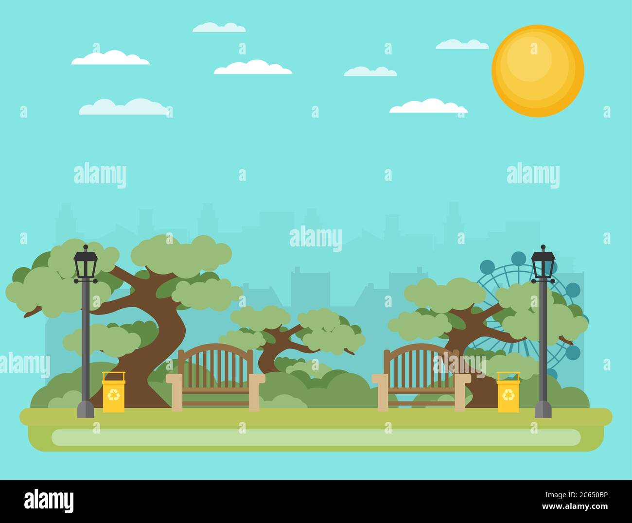 Public park in the City. Vector illustration Stock Vector Image & Art ...