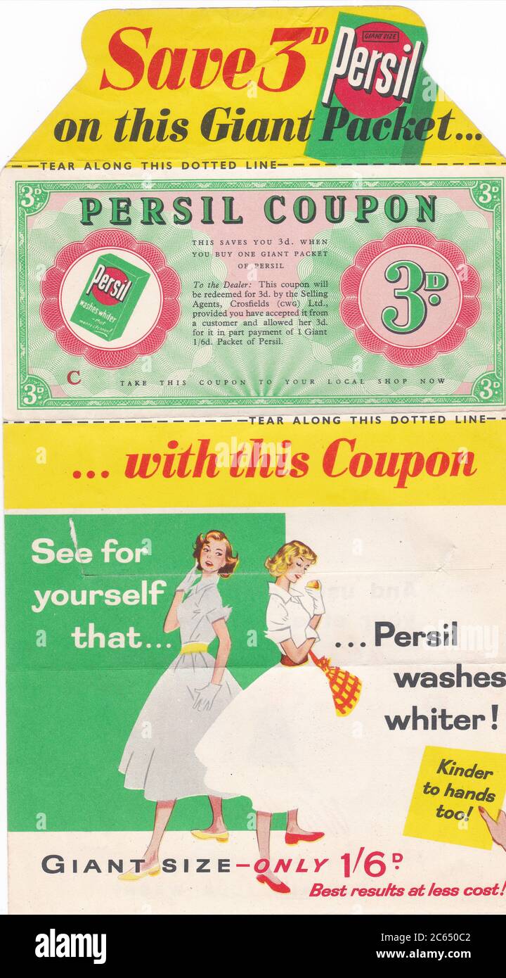 Vintage coupon for Persil 1950s Stock Photo