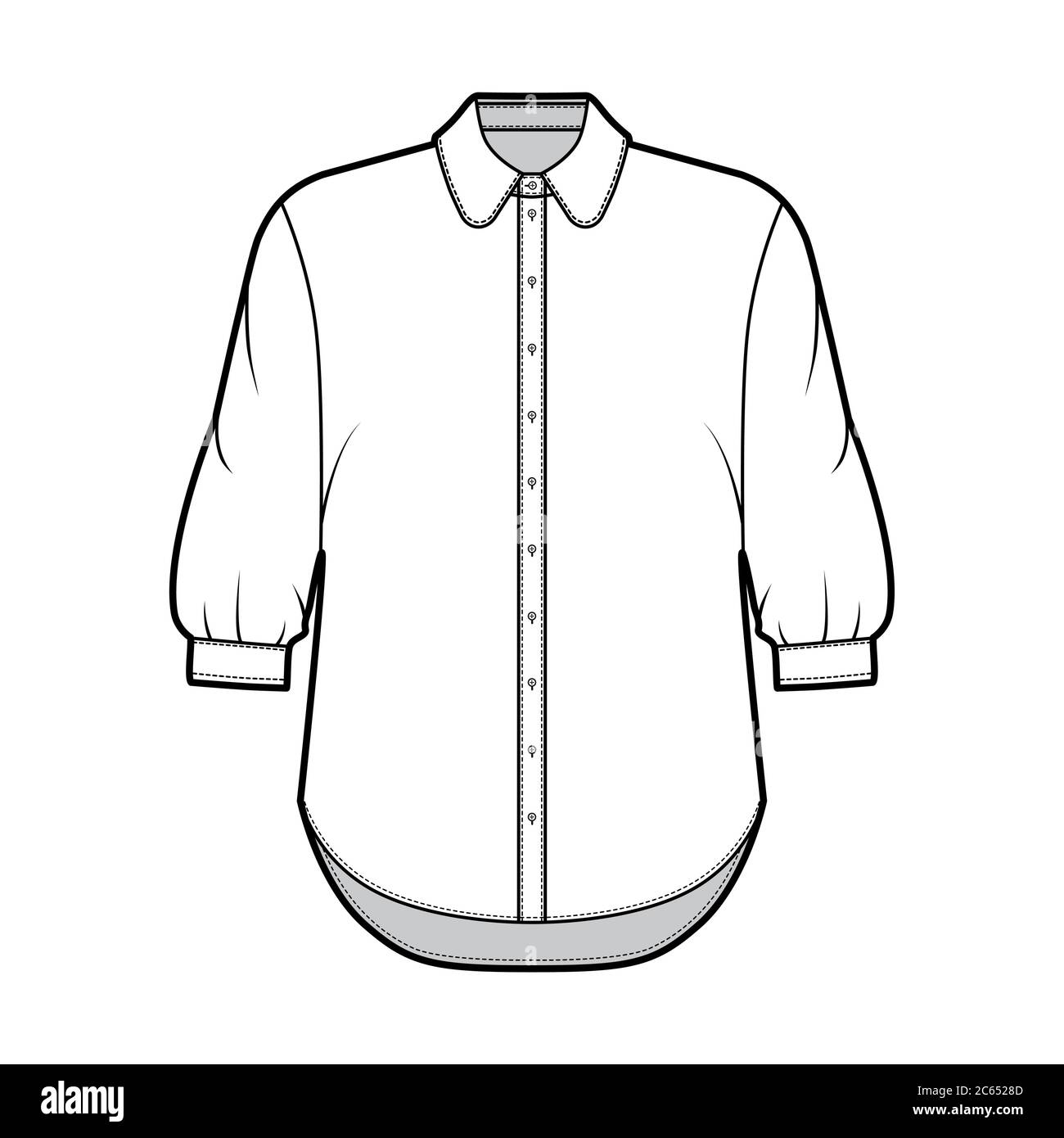 Classic shirt technical fashion illustration with button down front ...