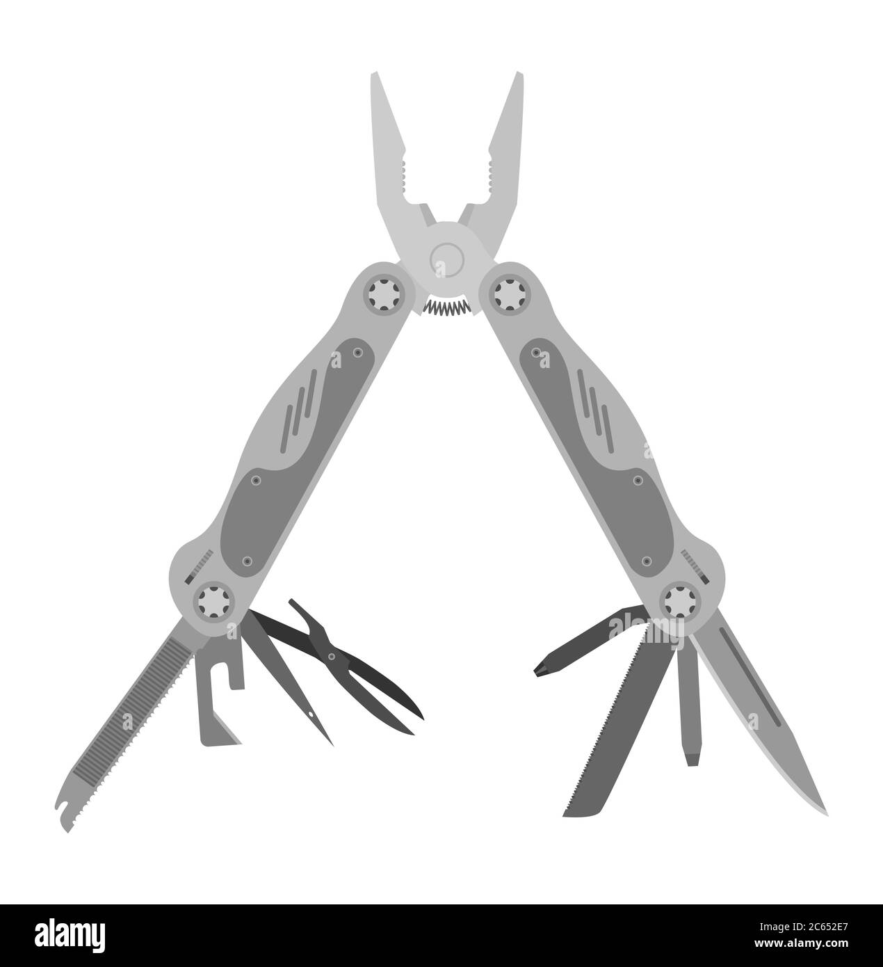 Stainless steel multifunctional pocket multi tool instrument. Flat