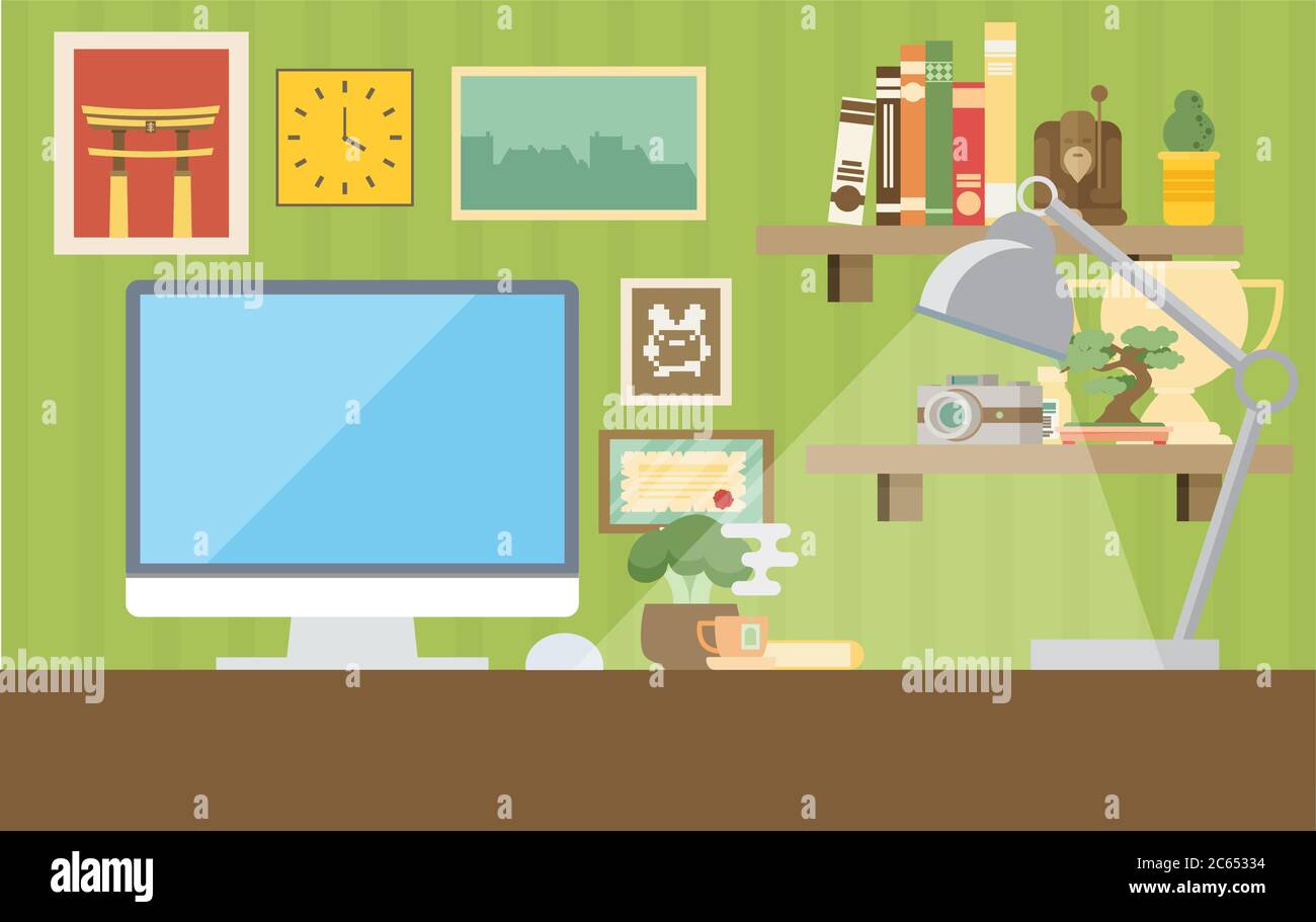 Cartoon indoors desk computer hires stock photography and images Alamy