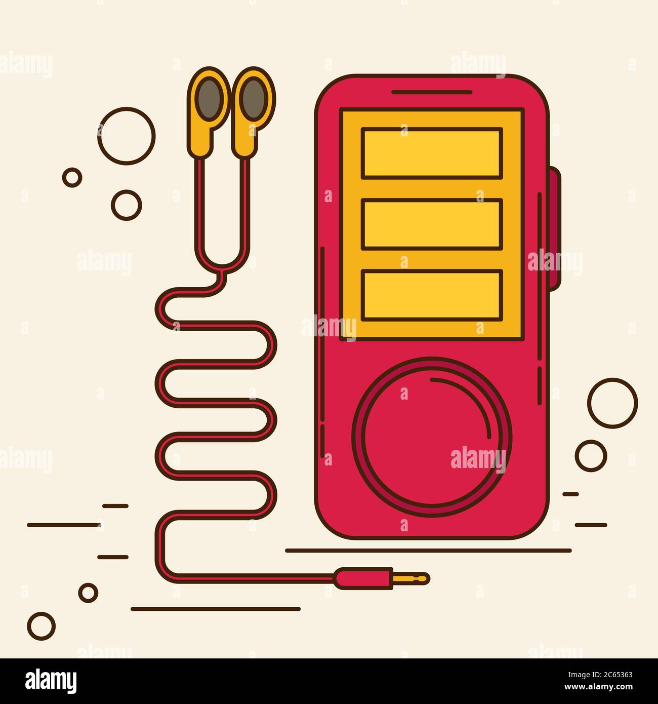 Music player with headphones. Flat vector. Stock Vector