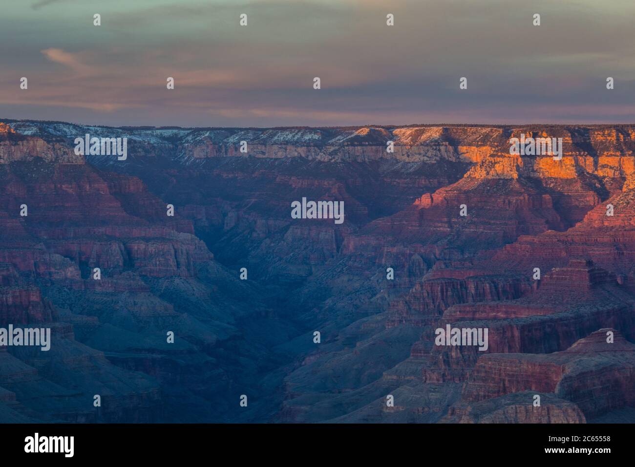 Sunset view of Grand Canyon National Park, in Arizona, USA Stock Photo