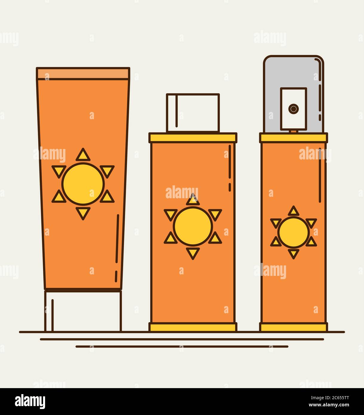 Sunscreen Care Sun Protection Cosmetics vector illustration. cream icon ...