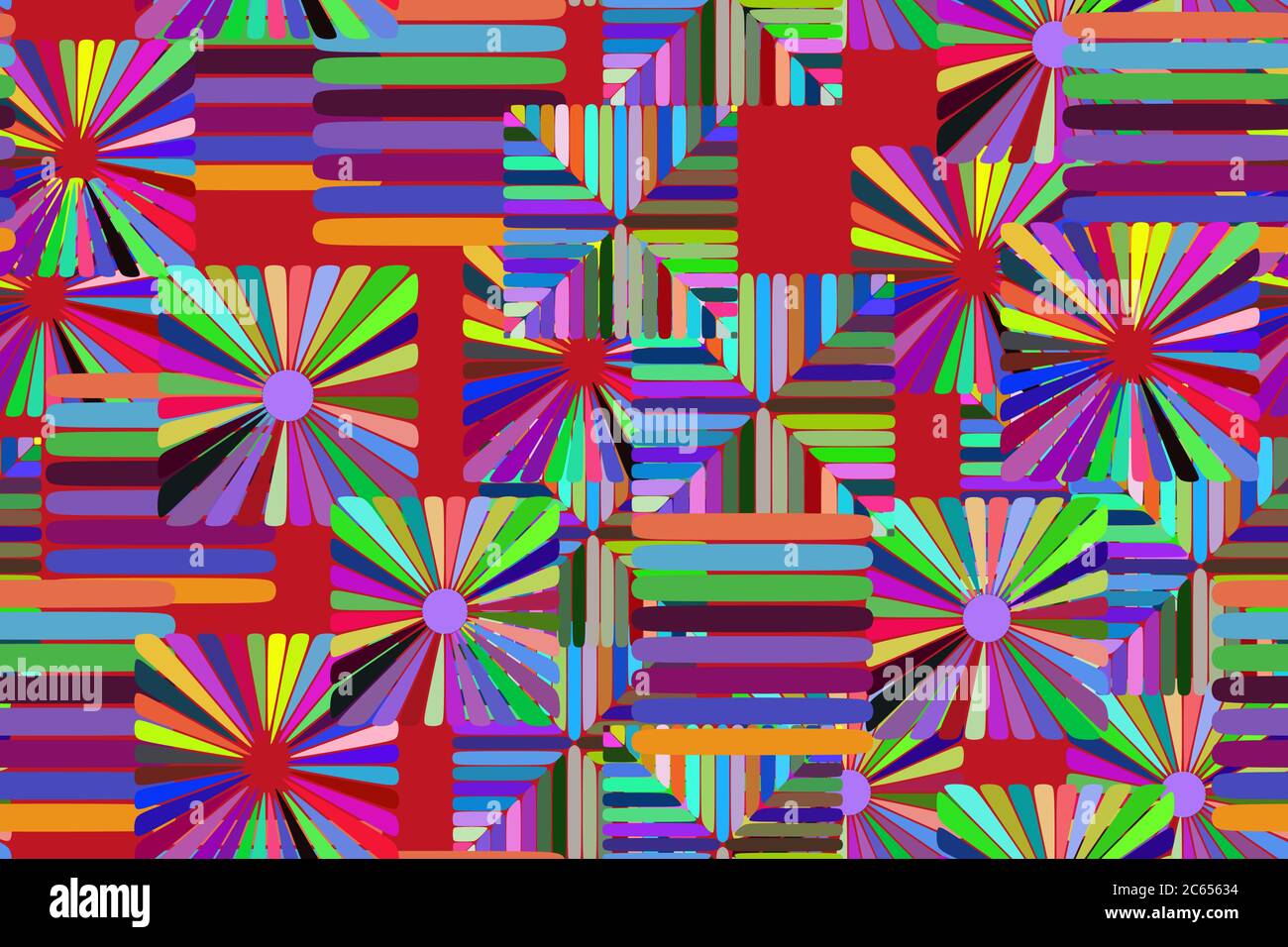 Abstract Color Elements Seamless Pattern 3D Illustration Stock Vector