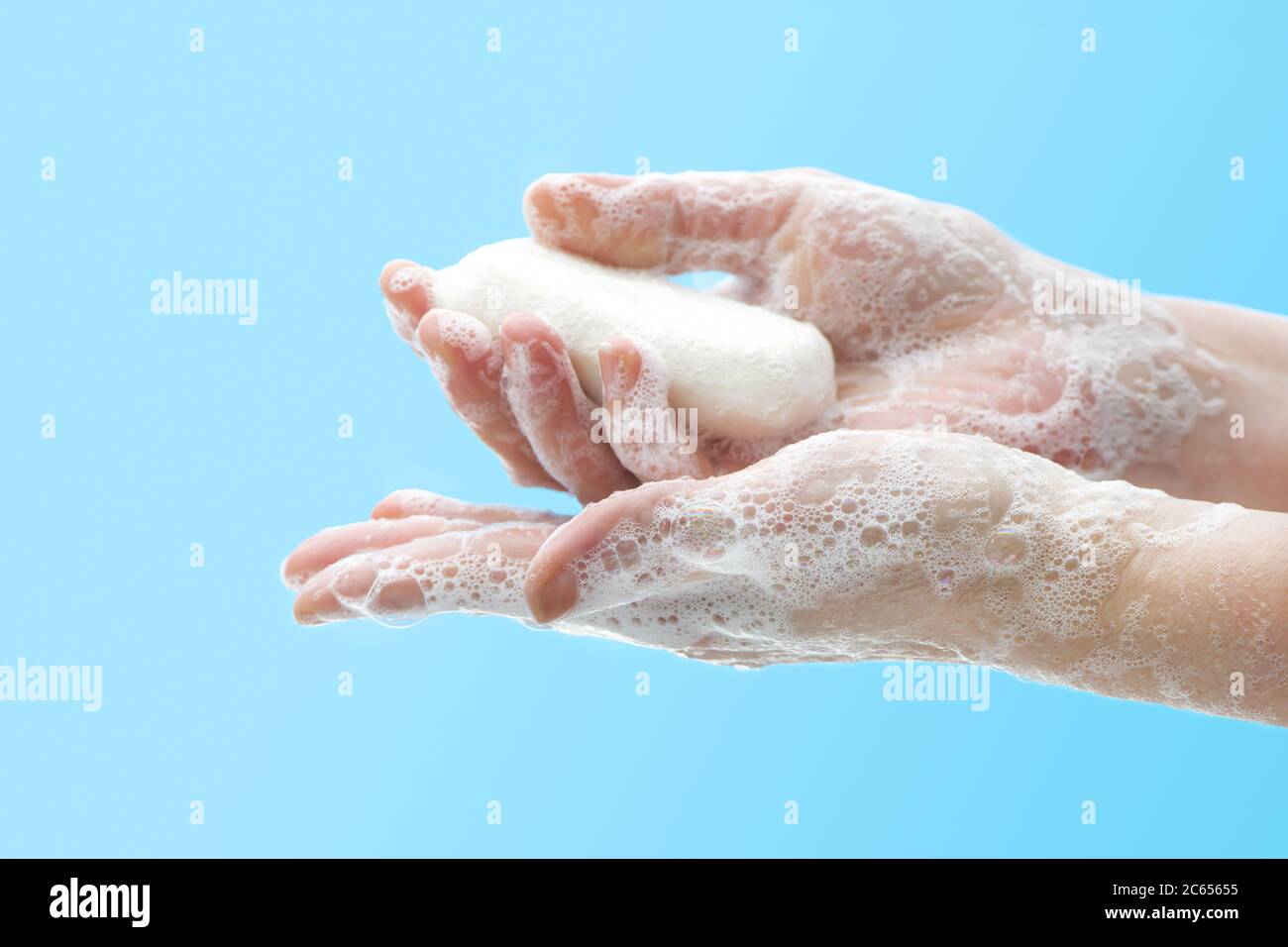 Washing hands with soap to prevent germs, bacteria or viruses. Cleaning