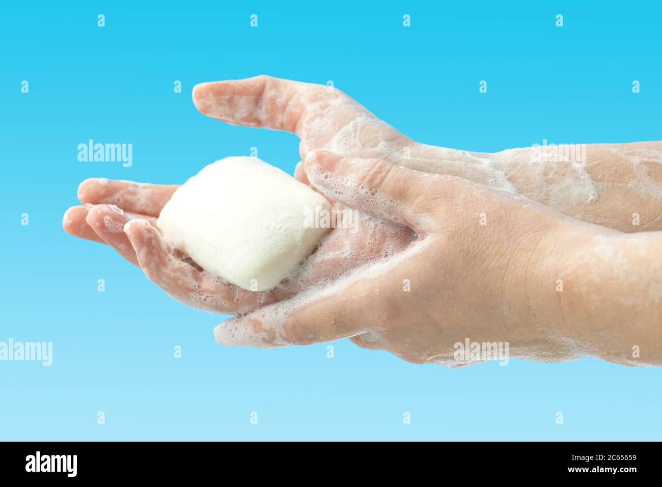 Washing hands with soap to prevent germs, bacteria or viruses. Cleaning