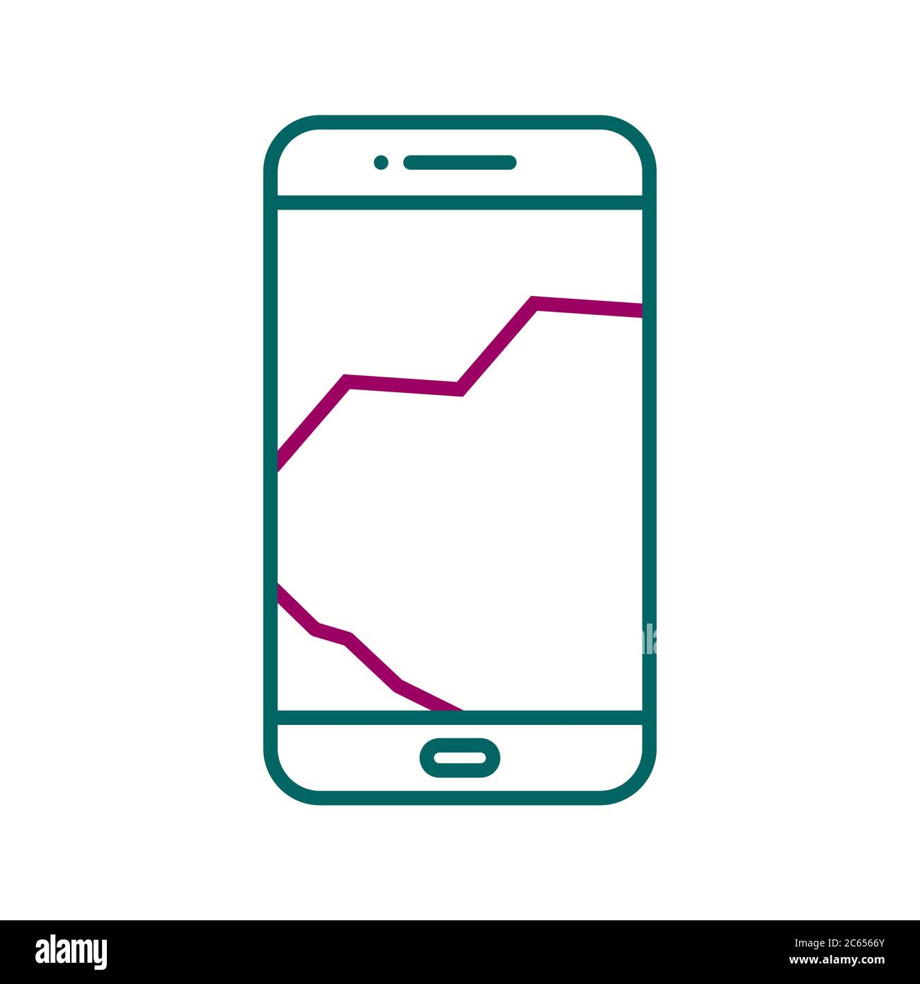 Unique Broken Cell Phone Vector Line Icon Stock Vector