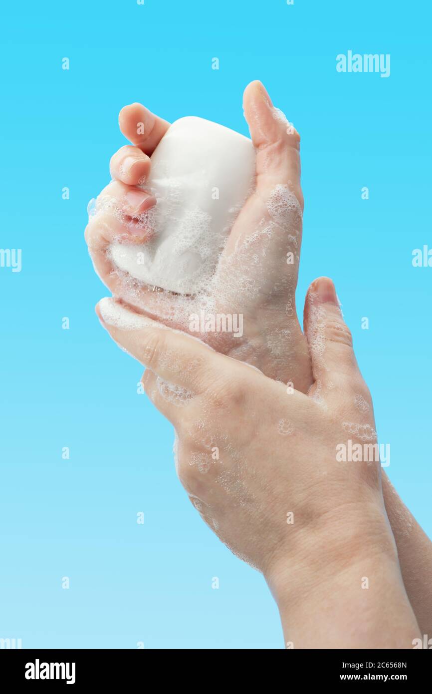 Washing hands with soap to prevent germs, bacteria or viruses. Cleaning