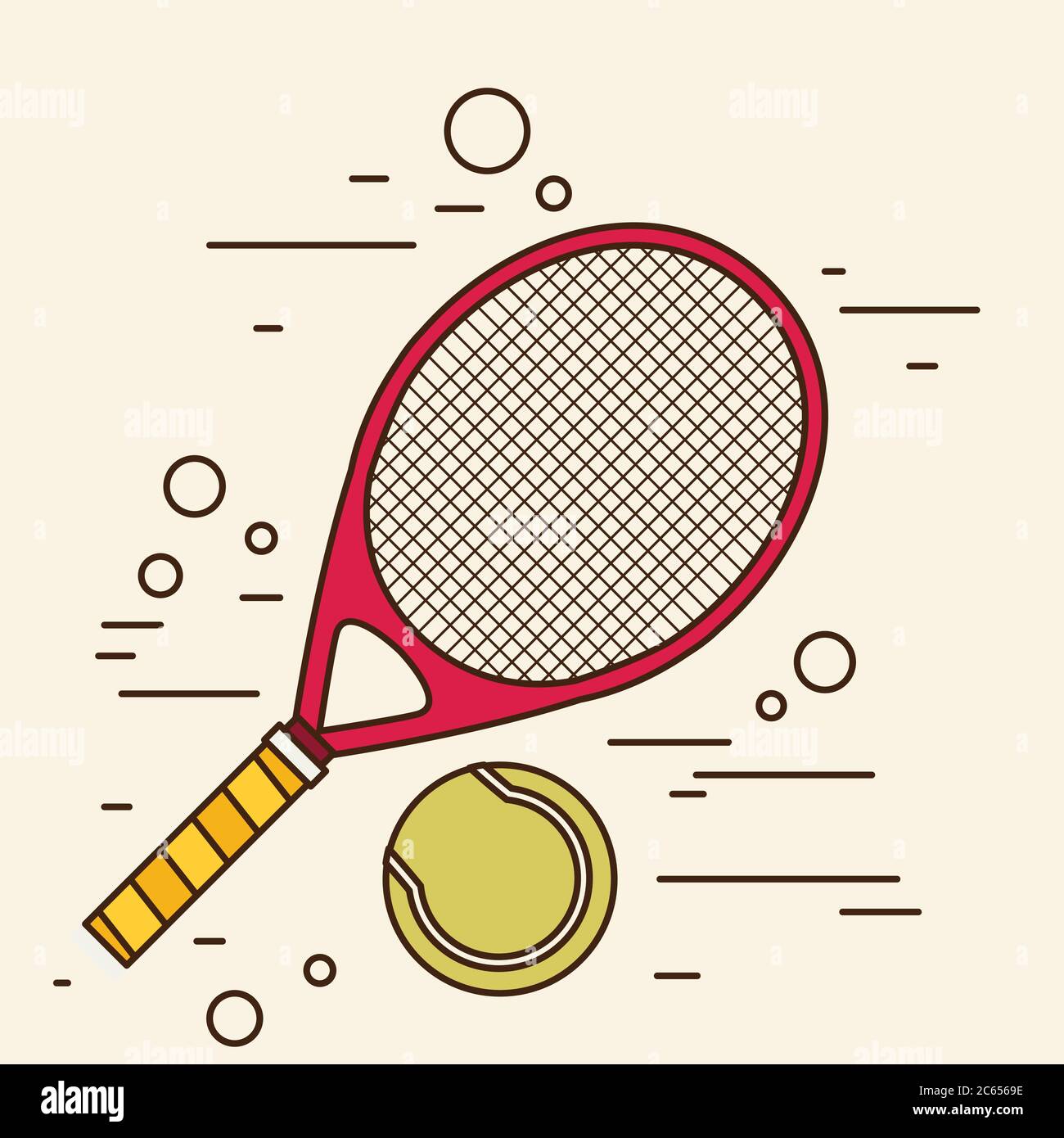 tennis racket and ball icon. flat style vector illustration Stock ...