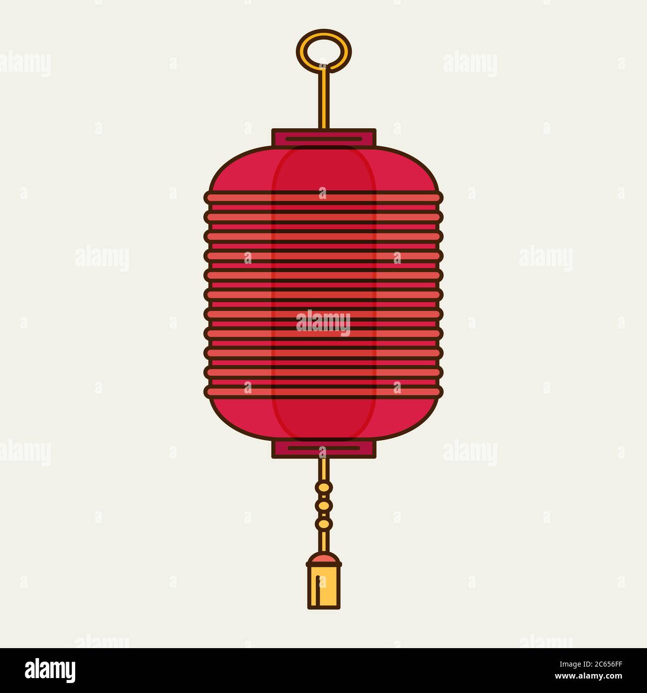 vector flat design chinese new year red paper lantern illustration ...