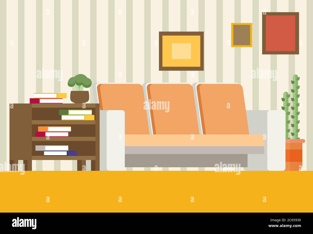 Living room interior design. Modern flat vector Stock Vector Image ...