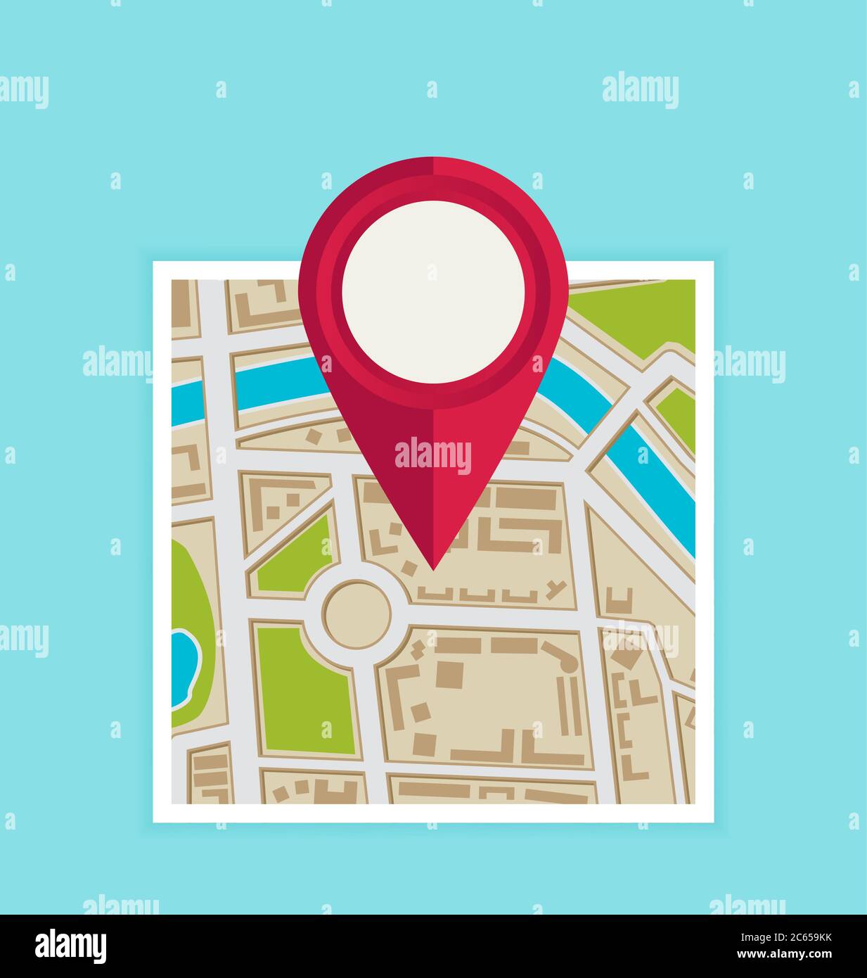 Flat map with pin. Vector map pointer icon Stock Vector Image & Art - Alamy