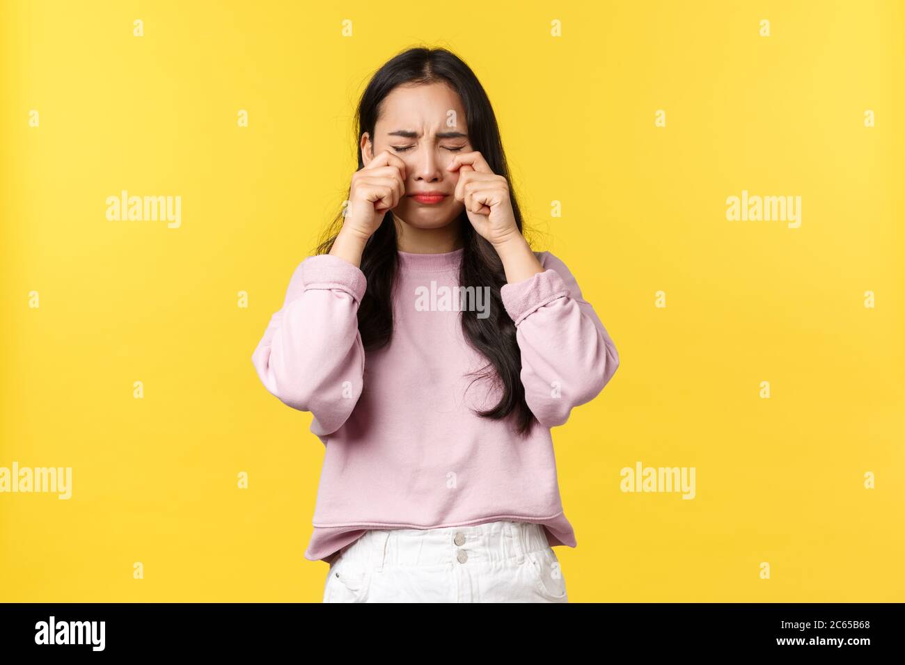 People emotions, lifestyle and fashion concept. Distressed and upset