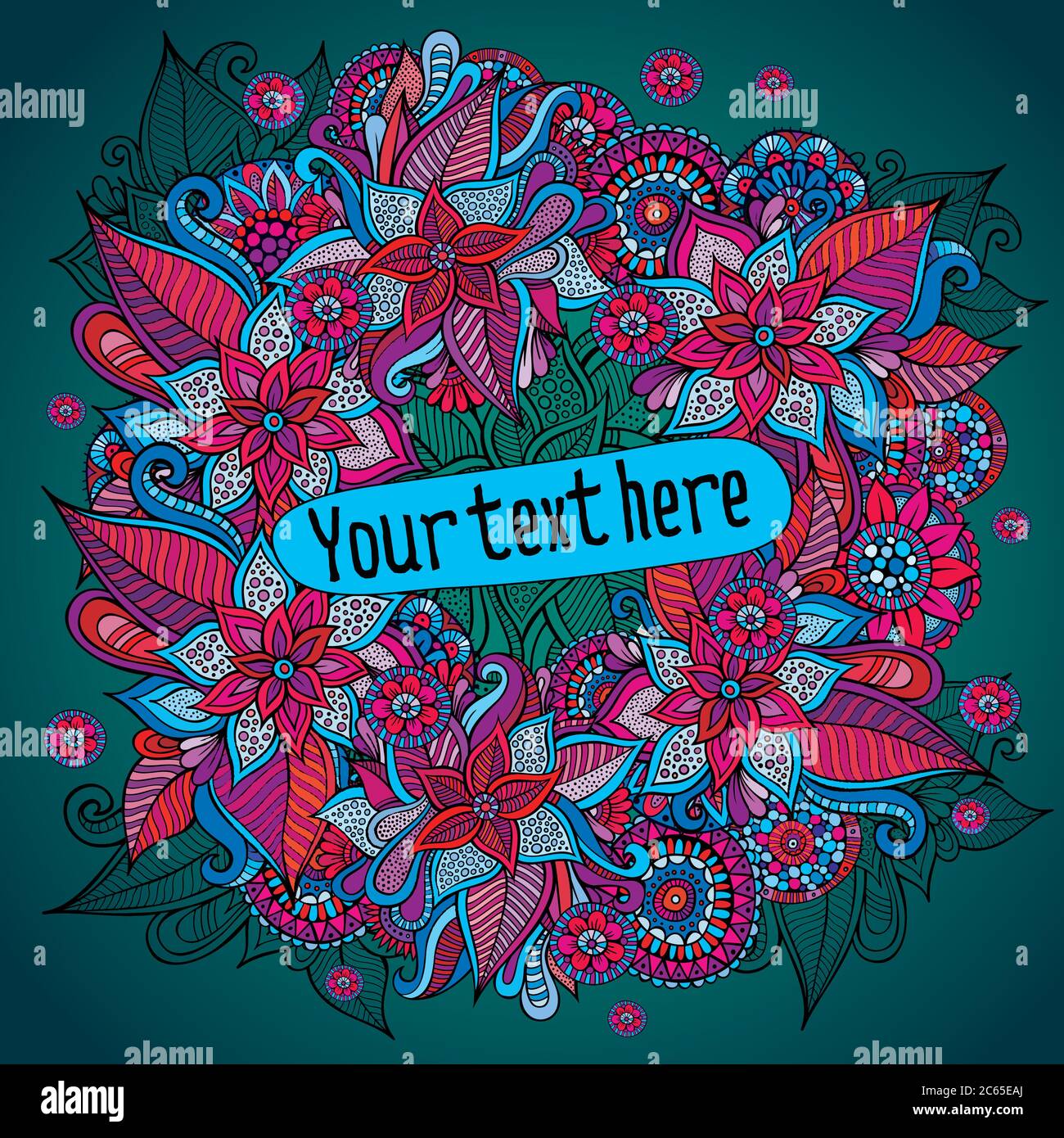 wreath of flowers and leaves card Stock Vector Image & Art - Alamy