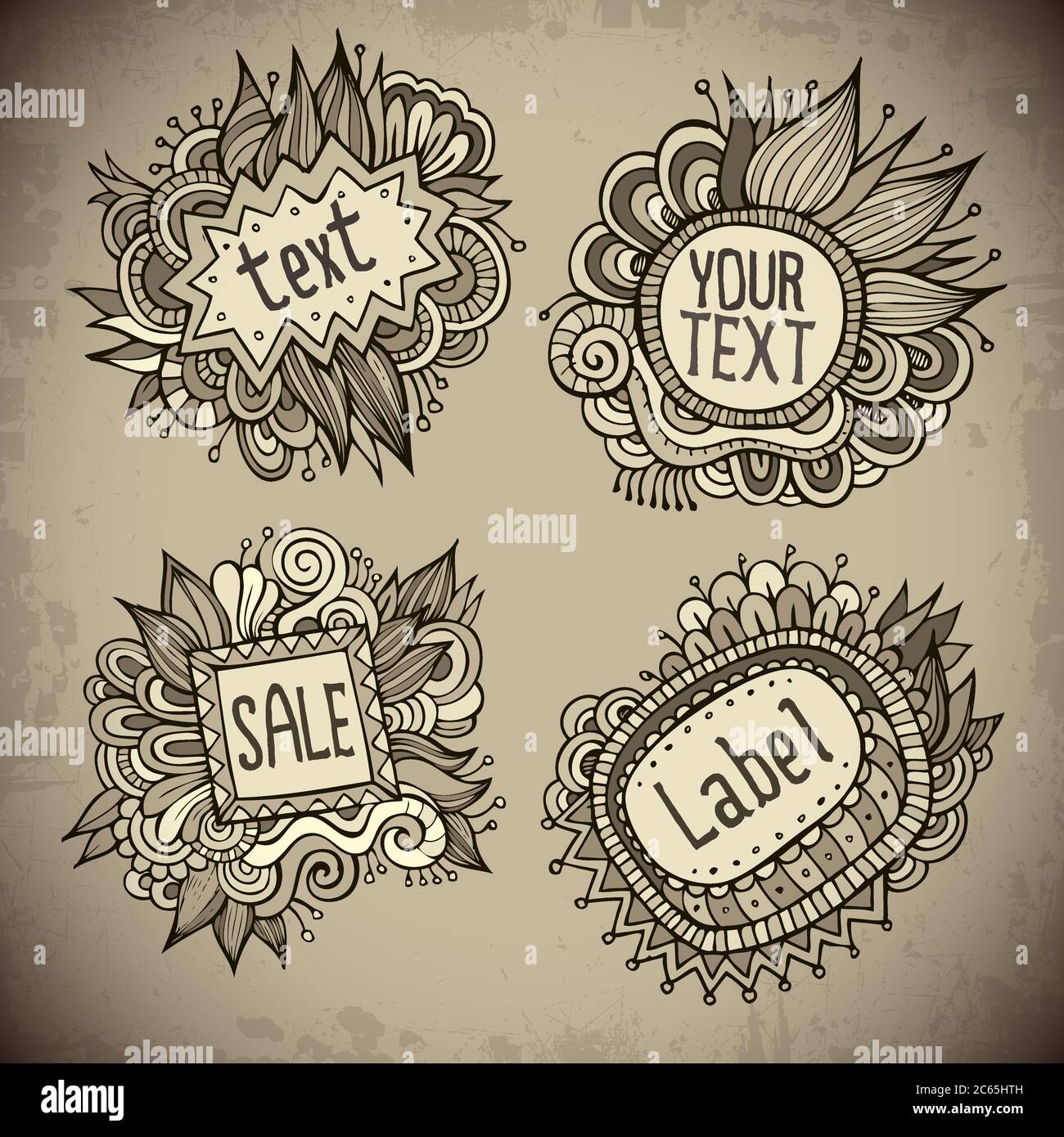 Set of vintage hand drawn nature floral vector labels Stock Vector ...