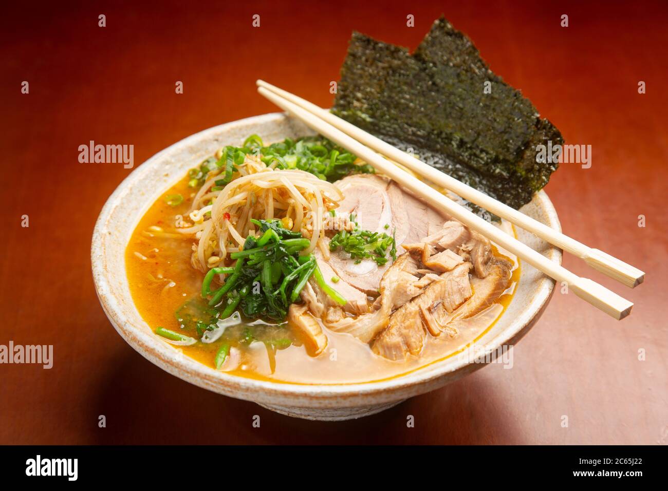 Japanese typical food Miso Ramen. Stock Photo