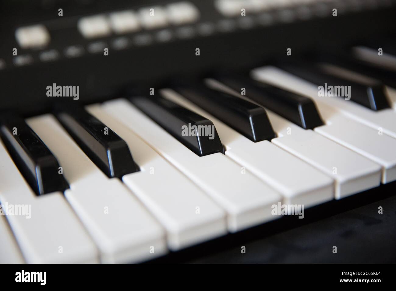 Black and white keys closeup, piano, keyboard, accordion Stock Photo