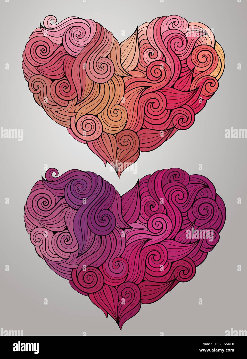 Hand drawn curled vector heart set Stock Vector Image & Art - Alamy