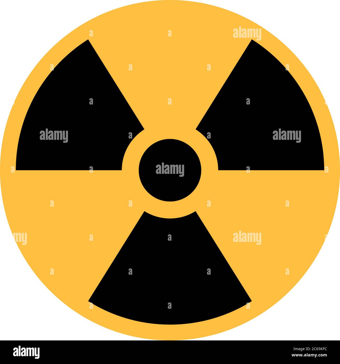Radioactive material sign. Symbol of radiation alert, hazard or risk. Simple flat vector illustration in black and yellow. Stock Vector