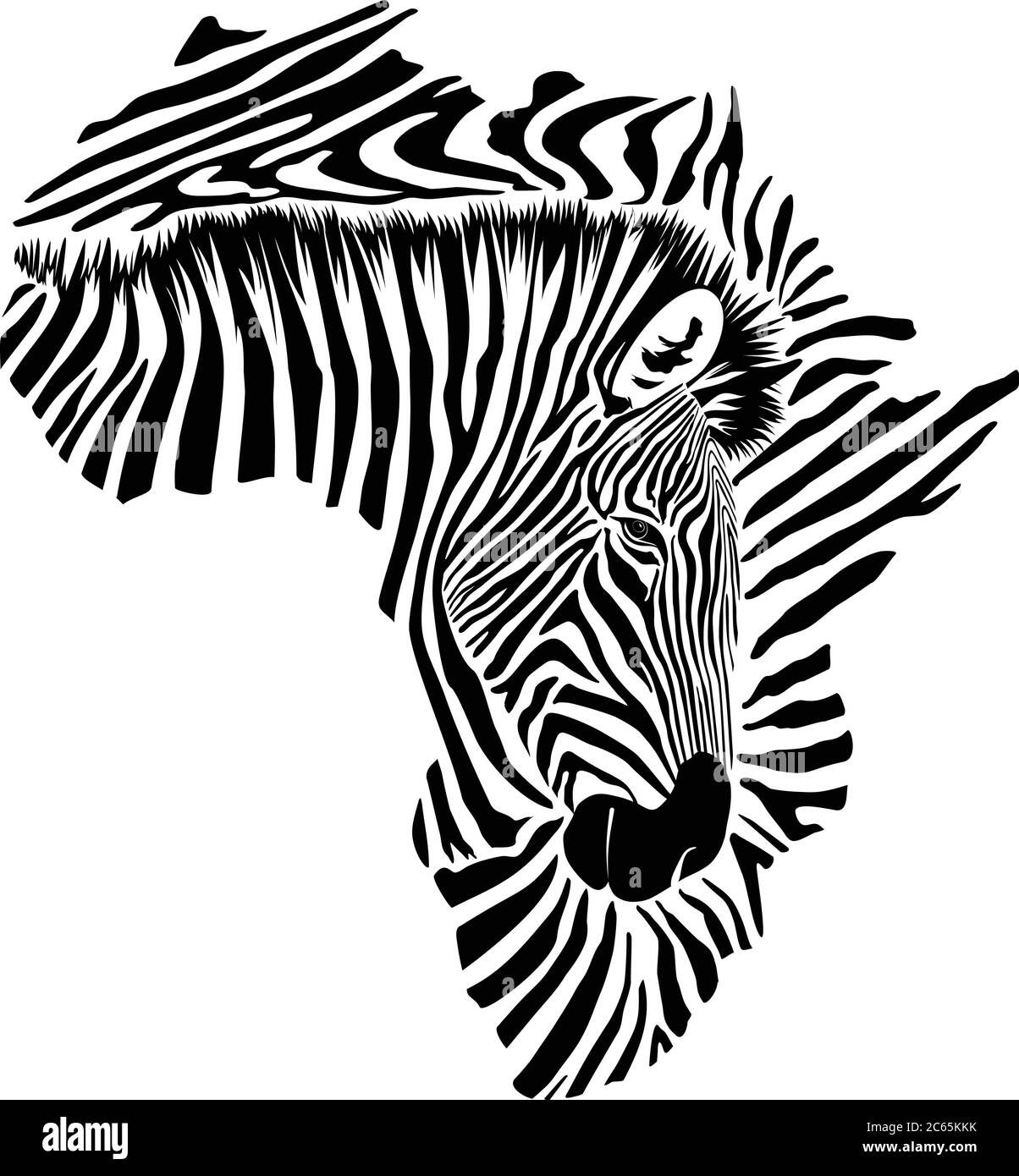 Map of Africa made of zebra head and skin Stock Vector