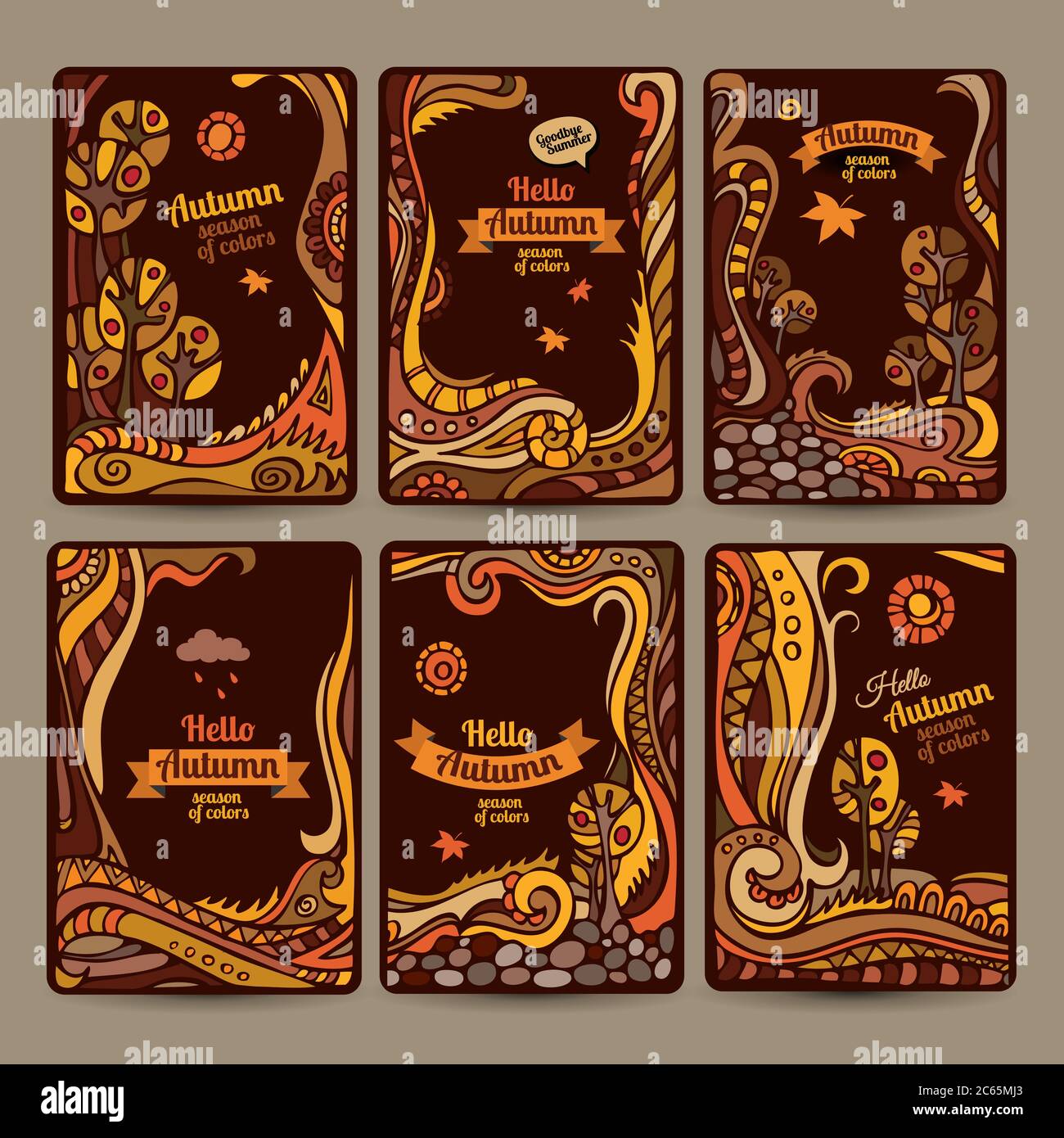 Vector set of decorative autumn cards design Stock Vector Image & Art ...