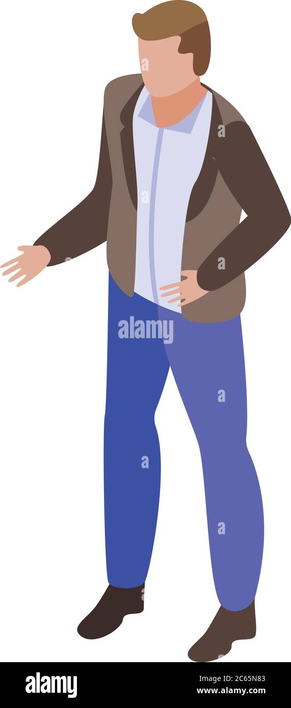 Man ask library book icon, isometric style Stock Vector