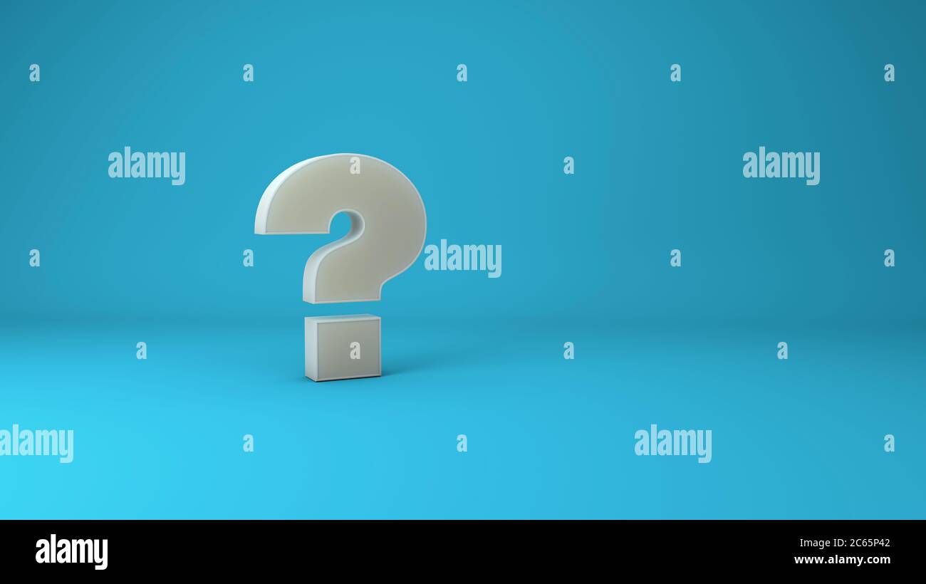 3D rendered illustration question mark and blue background Stock Photo ...