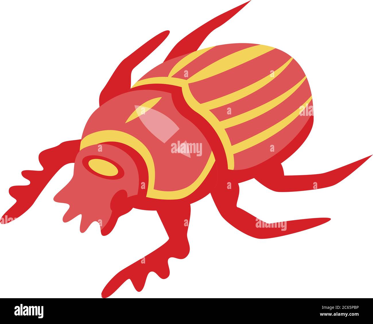 Red scarab icon, isometric style Stock Vector