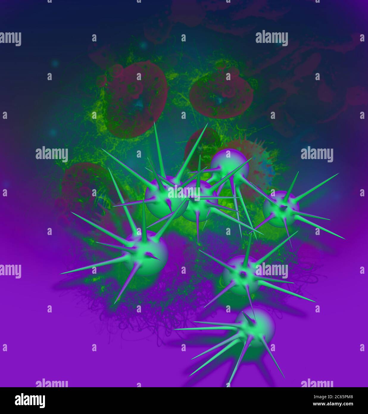 Virus and bacterium background - High Quality 3D Render Stock Photo - Alamy