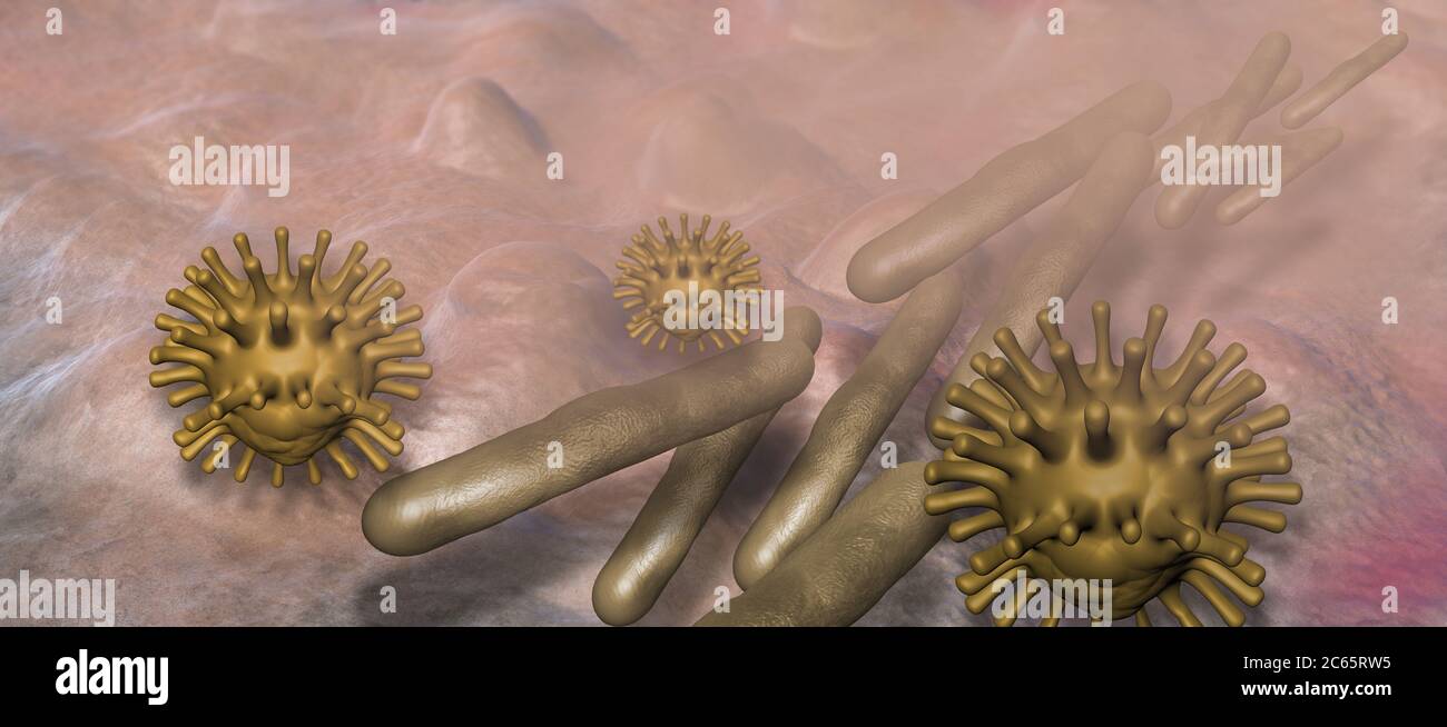Virus and bacterium background - High Quality 3D Render Stock Photo - Alamy