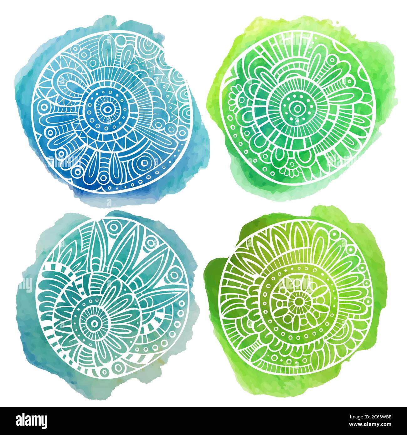 Set of decorative watercolor vector floral elements Stock Vector Image ...