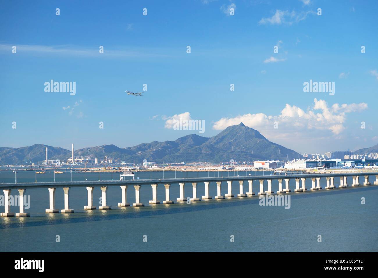 Hong Kong-Zhuhai-Macau bridge and Hong Kong International Airport, Lantau Island, Hong Kong Stock Photo