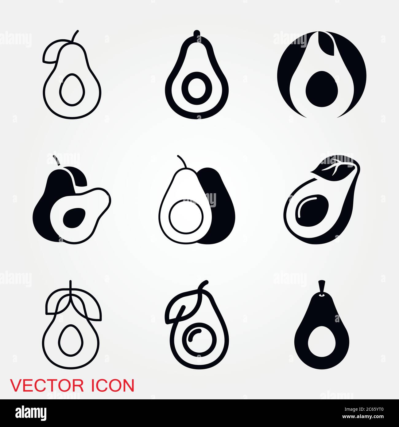 Avocado icon for web and mobile, modern minimalistic flat design. Stock Vector