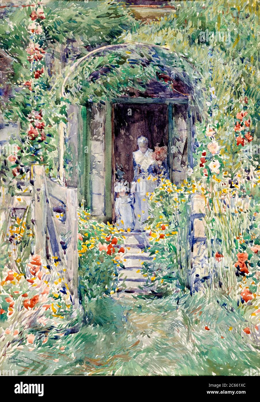 Childe Hassam, The Garden in Its Glory, painting, 1892 Stock Photo