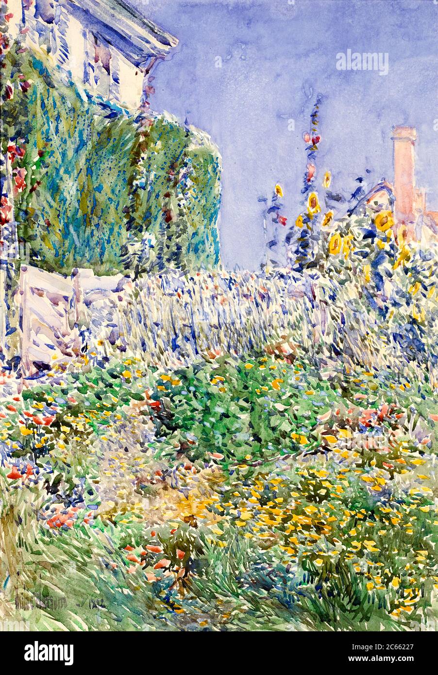 Childe Hassam, Thaxter's Garden, landscape painting, 1892 Stock Photo