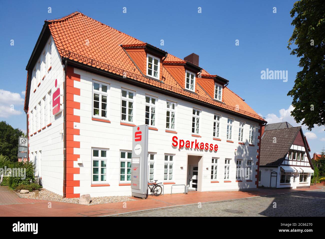 Sparkasse building in Vilsen, Bruchhausen-Vilsen, Lower Saxony, Germany, Europe Stock Photo