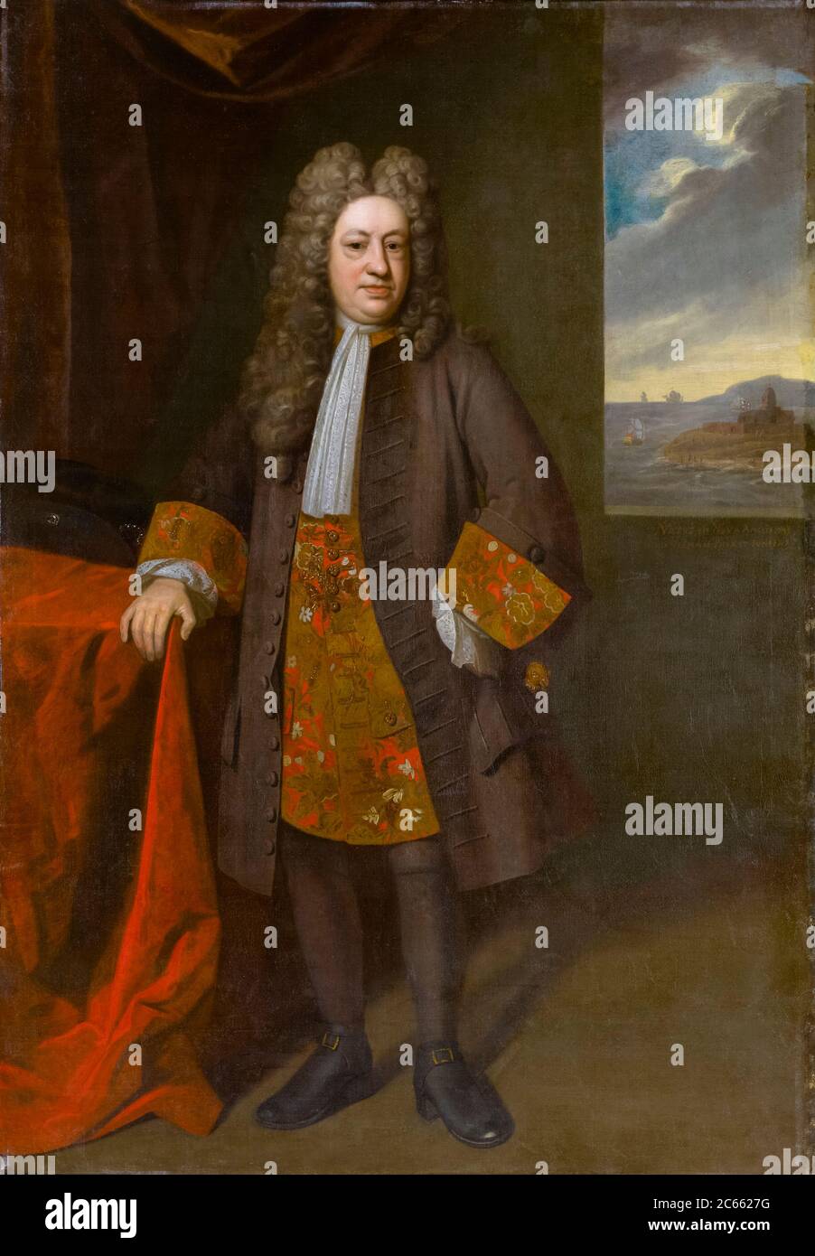 Governor Elihu Yale (1649-1721), East India Company, Fort St George, Madras, India, portrait painting by Enoch Seeman the younger, 1717 Stock Photo